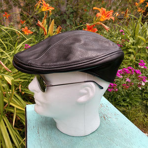 stetson leather flat cap